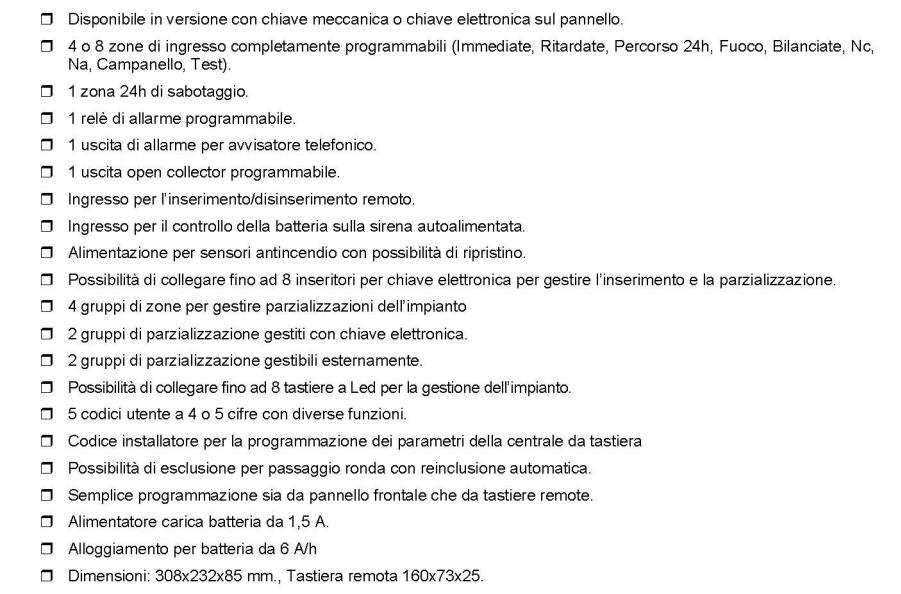 SB CNQ Centrale Antifurto Norma 4 Zone Impianto Antifurto Securvera SB CNQ Centrale Antifurto Norma 4 Zone Impianto Antifurto Securvera